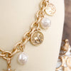 Boho Coin and Pearl Charms Silver Statement Necklace