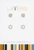 Textured Disc & Open Circle Duo Stud Layers Earrings in Silver