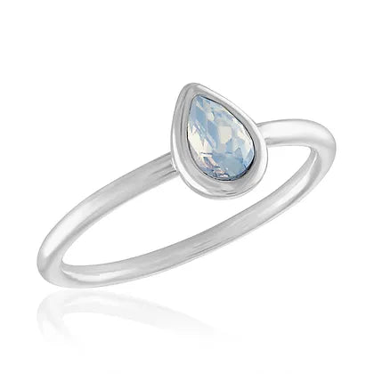 White Opal Teardrop Stack Ring