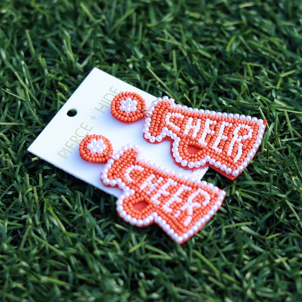 Orange + White Gameday Megaphone Earrings