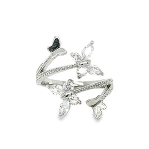 R.S. Covenant Butterflies Cubic Zirconia Unconditional Guarantee Ring