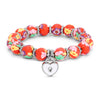 Blue Floral Kids Clay Beaded Stretch Charm Bracelets