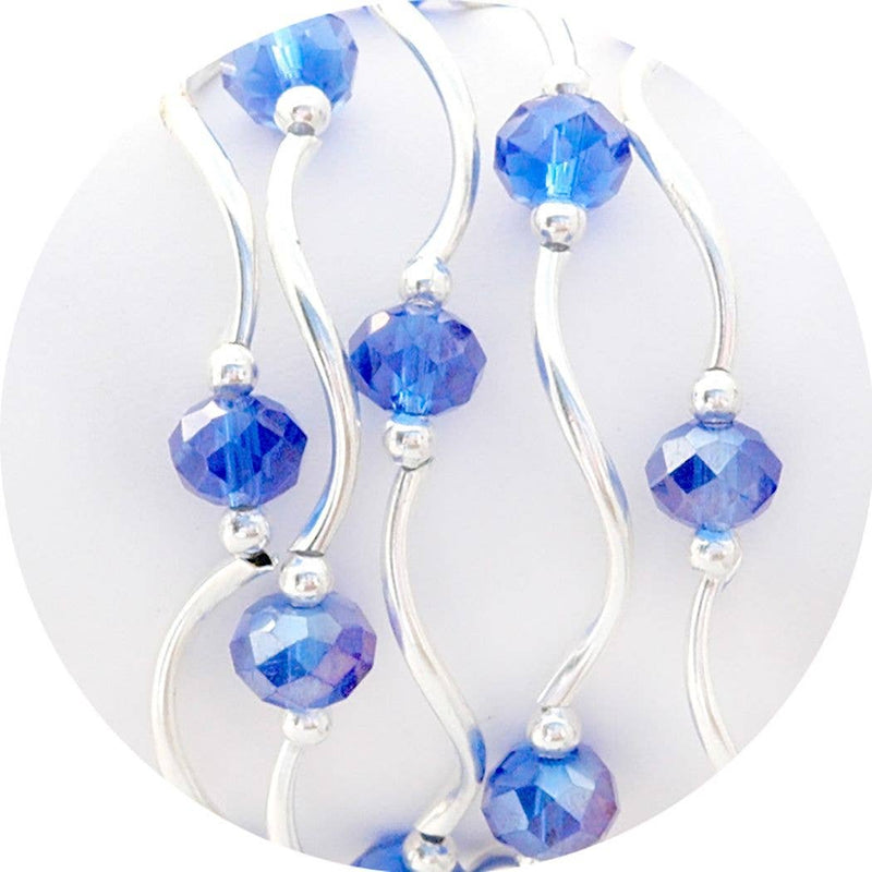 Medium Blue AB Color Story  Gemstones + Crystals Beaded Stretch Bracele
