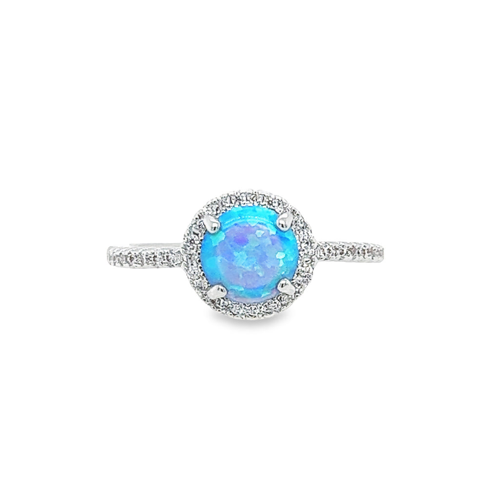 R.S. Covenant Light Blue Opal Cubic Zirconia Unconditional Guarantee Ring