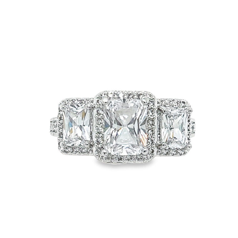 R.S. Covenant 3 Stone Cubic Zirconia Unconditional Guarantee Ring