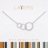Trio Open Circles Layers Necklace in Silver