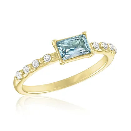 Light Sapphire Rectangle Gold Layers Ring