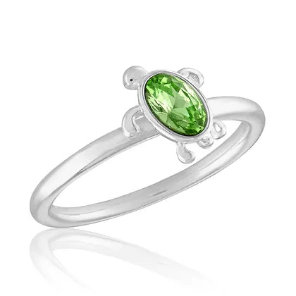 Chrysolite CZ Turtle Stack Ring