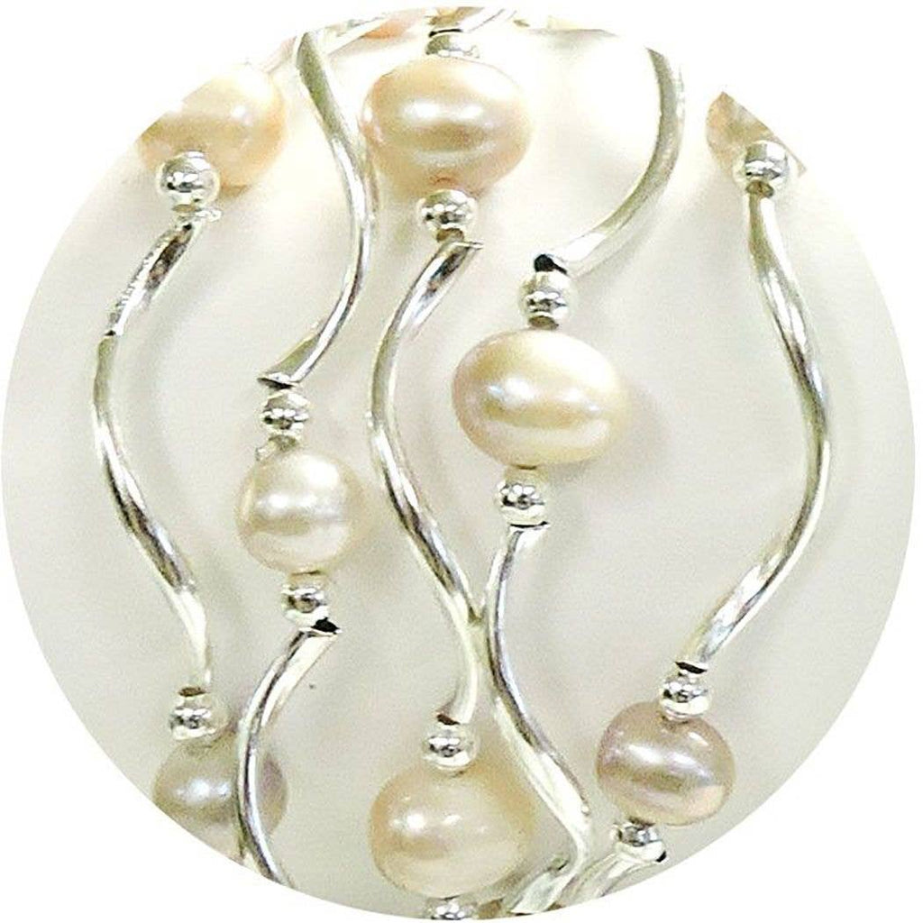 White Pearl Color Story Gemstones + Crystals Beaded Stretch Bracelet