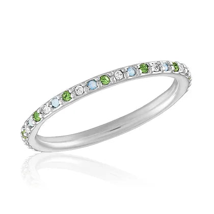 Thin Chrysolite Mix Diamond Stack Ring