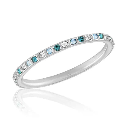 Thin Aquamarine Mix Diamond Stack Ring