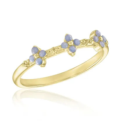 Air Blue Opal Mini Flower Gold Layers Ring