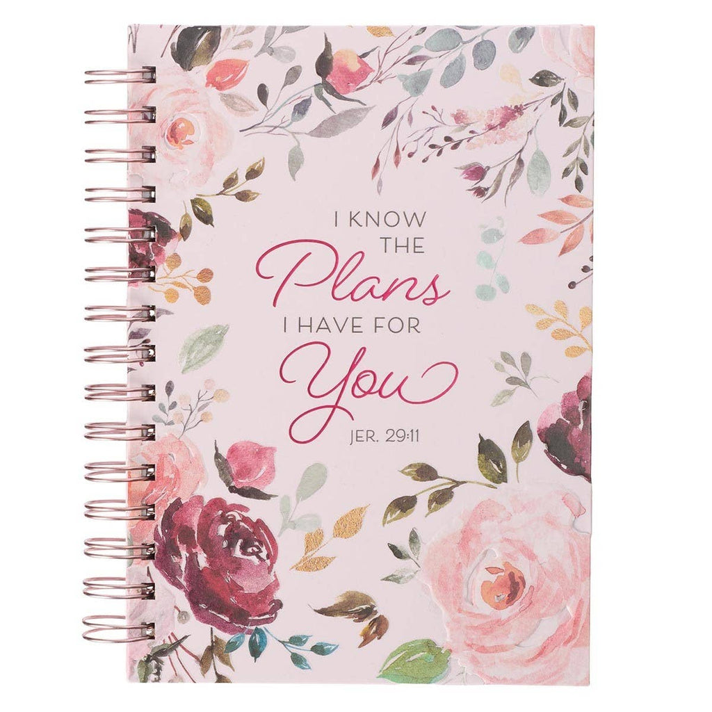 I Know The Plans Jer. 29:11 Pink Floral Wirebound Journal