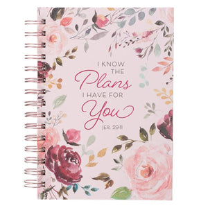 I Know The Plans Jer. 29:11 Pink Floral Wirebound Journal
