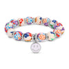 Blue Floral Kids Clay Beaded Stretch Charm Bracelets