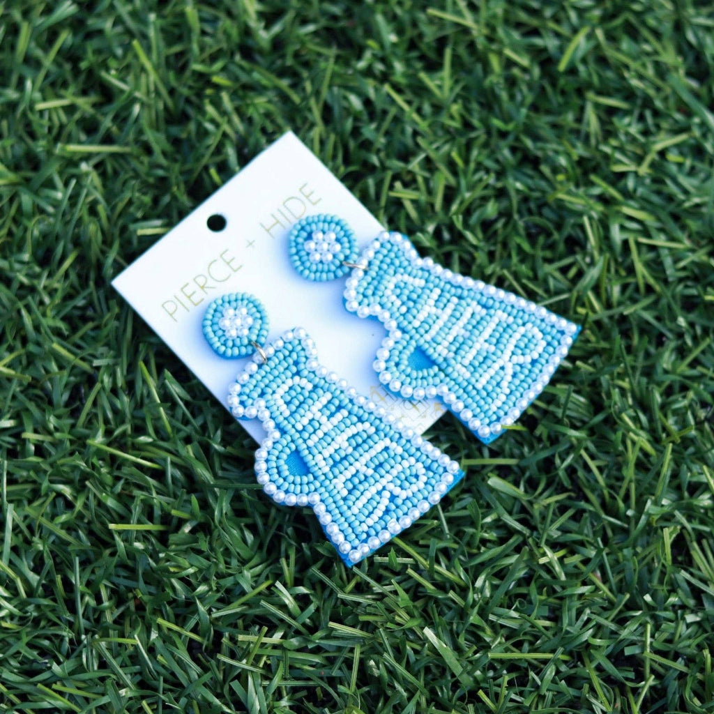 Carolina Blue + White Game Day Megaphone Earrings