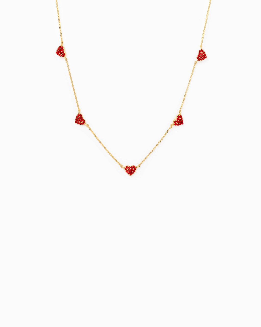 CZ Red Pave Heart Station Valentine Necklace