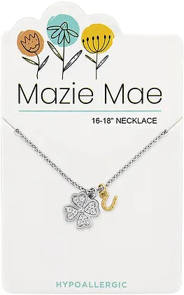 Silver CZ Clover & Horseshoe Mazie Mae Necklace
