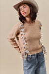 Sweet on Plaid Lace Up Sweater