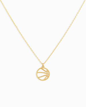 Basketball Cutout Gold Pendant Necklace
