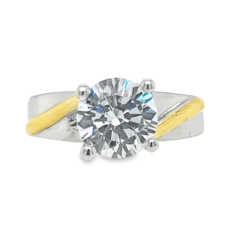 R.S. Covenant Two-Tone Cubic Zirconia Solitaire Unconditional Guarantee Ring