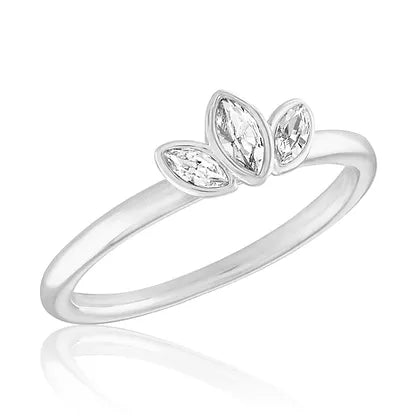 Trio CZ Leaf Stack Ring