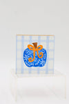 Blue Chinoiserie Bow Pumpkin 4x4 Block