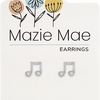 Music Note Silver Stud Mazie Mae Earrings