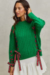 Holly Jolly Lace Up Bow Tie Sweater