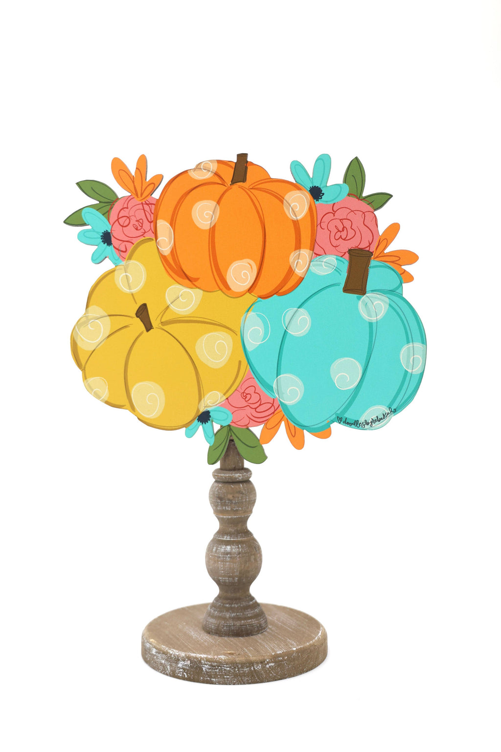 Multi Floral Pumpkin 12" Doodles By Rebekah Topper