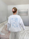 Sunkissed Coconut Pearl Grey Tropical Embroidered Sweatshirt