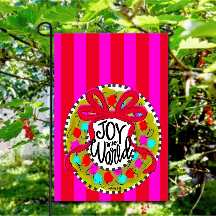 Joy To The World Wreath Garden Flag