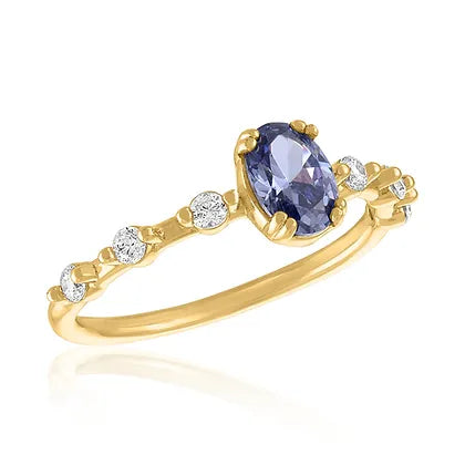 Lavender Oval Statement Gold Layers Ring