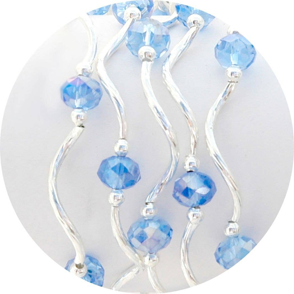 Light Blue AB Color Story  Gemstones + Crystals Beaded Stretch Bracelet