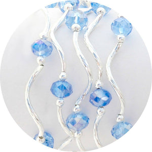 Light Blue AB Color Story  Gemstones + Crystals Beaded Stretch Bracelet