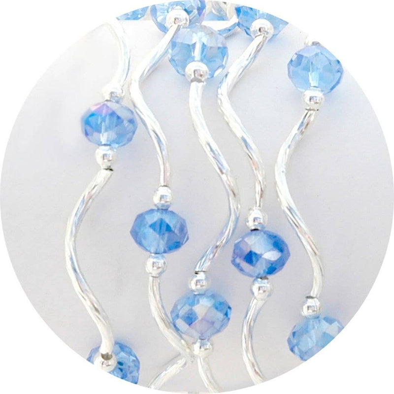 Light Blue AB Color Story  Gemstones + Crystals Beaded Stretch Bracelet