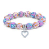 Blue Floral Kids Clay Beaded Stretch Charm Bracelets
