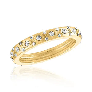 CZ XO Band Gold Layers Ring