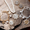 Boho Coin and Pearl Charms Silver Statement Necklace