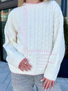 Sunkissed Coconut Simple Girly Ivory & Light Pink Sweater