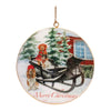 Dog & Sleigh Disc Ornament