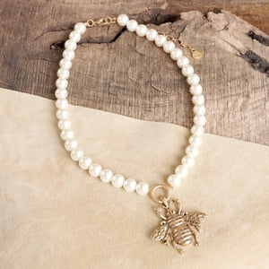 Boho Bee Pearls Statement Necklace