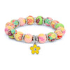 Blue Floral Kids Clay Beaded Stretch Charm Bracelets
