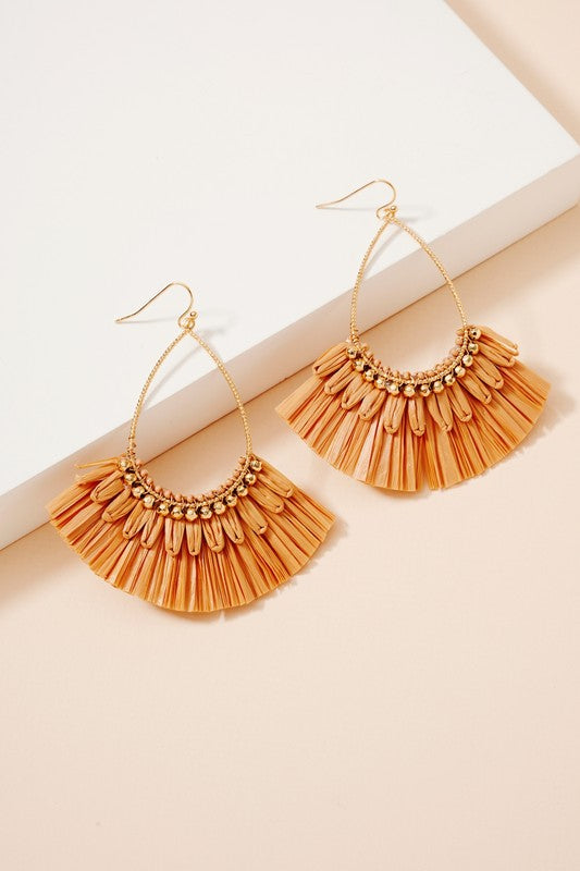 Cassandra Tear Drop Raffia Dangling Earrings