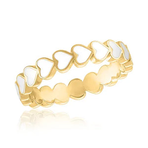 White Heart Infinity Gold Layers Ring