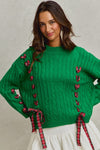 Holly Jolly Lace Up Bow Tie Sweater