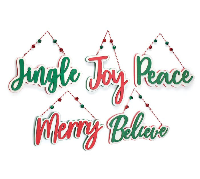 Red & Green Wall Hanging Christmas Word Ornament