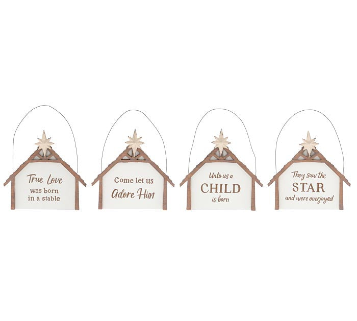 Wooden Creche Message Ornament