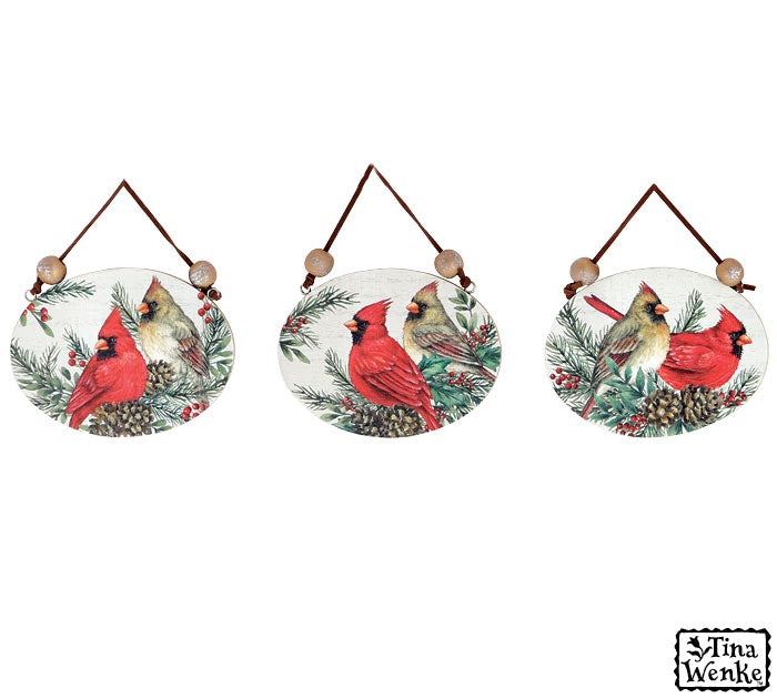 Cardinal Wooden Ornament