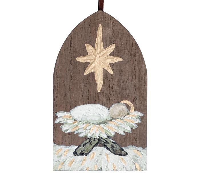 Baby Jesus Arch Shaped Wooden Ornament